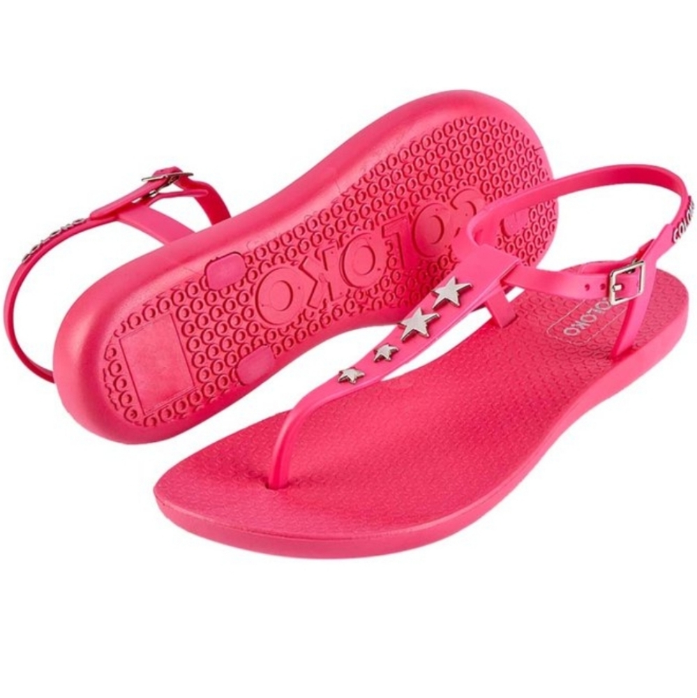 👣💦COLOKO Pink Star Accent Frangipani Sandal